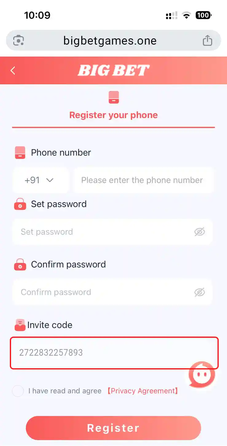 Big Bet Games Registration Step 5